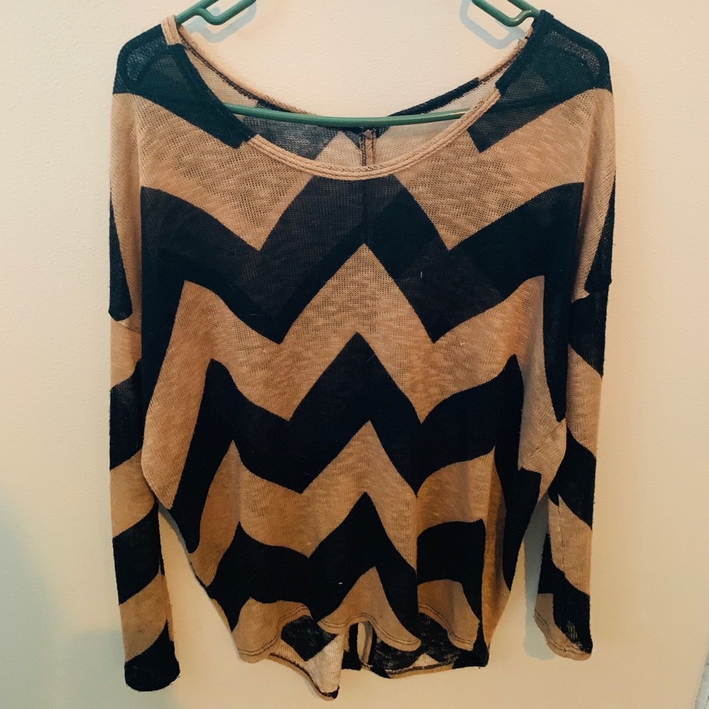 Tan and Black Chevron Sweater
